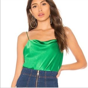 NWT Alice + Olivia Drapey Harmon Camisole in Emerald Juniper Green Sm